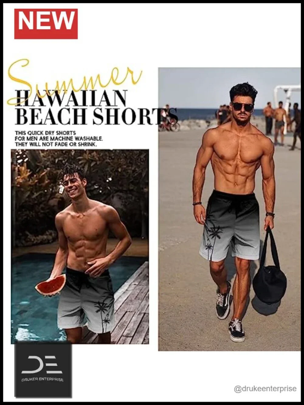 Men's Swim Trunks Board Shorts Hawaiian Mesh Lining Quick Dry